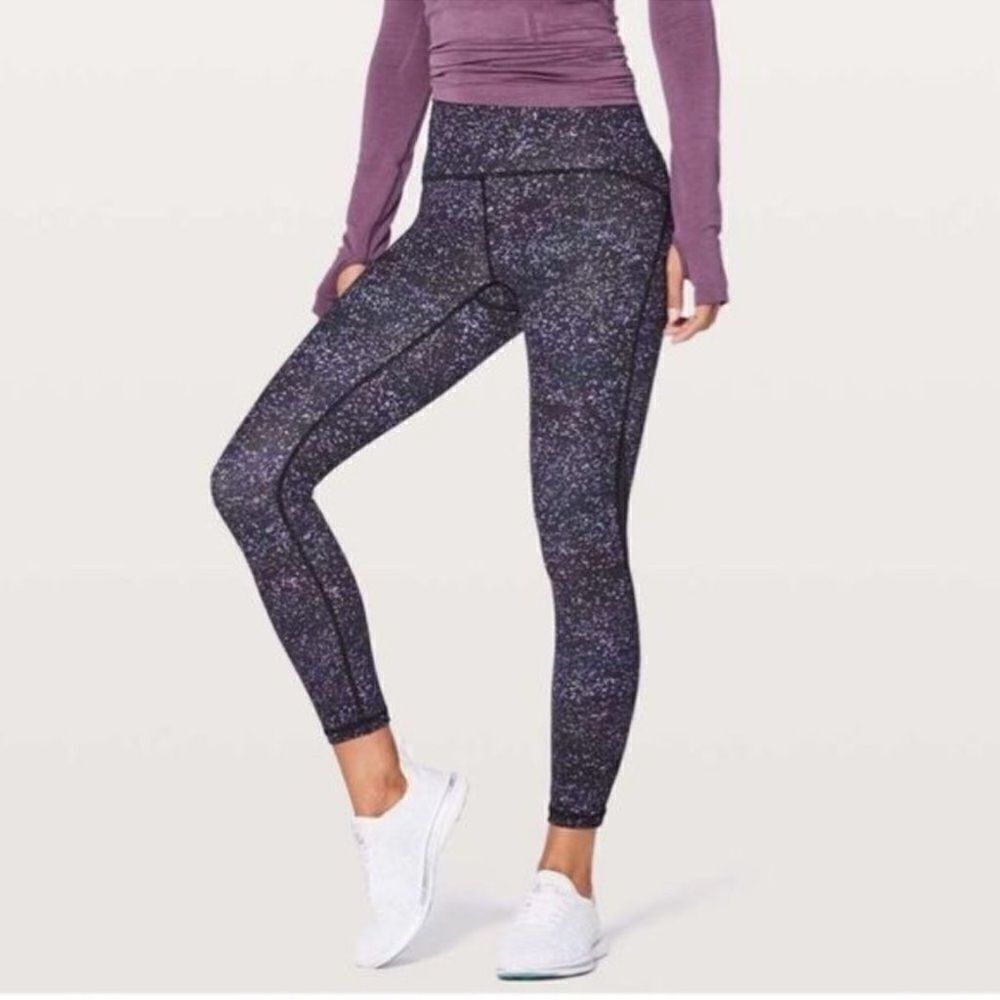 Like New Lululemon Train Times Pants High Rise Leggings Purple Black mesh size 4
